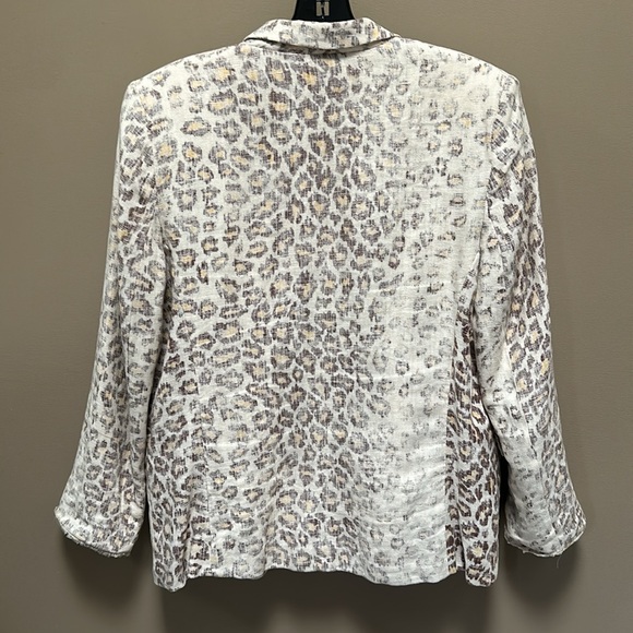 Raquel Allegra Linen Blend Leopard Blazer size 1 - Picture 7 of 9